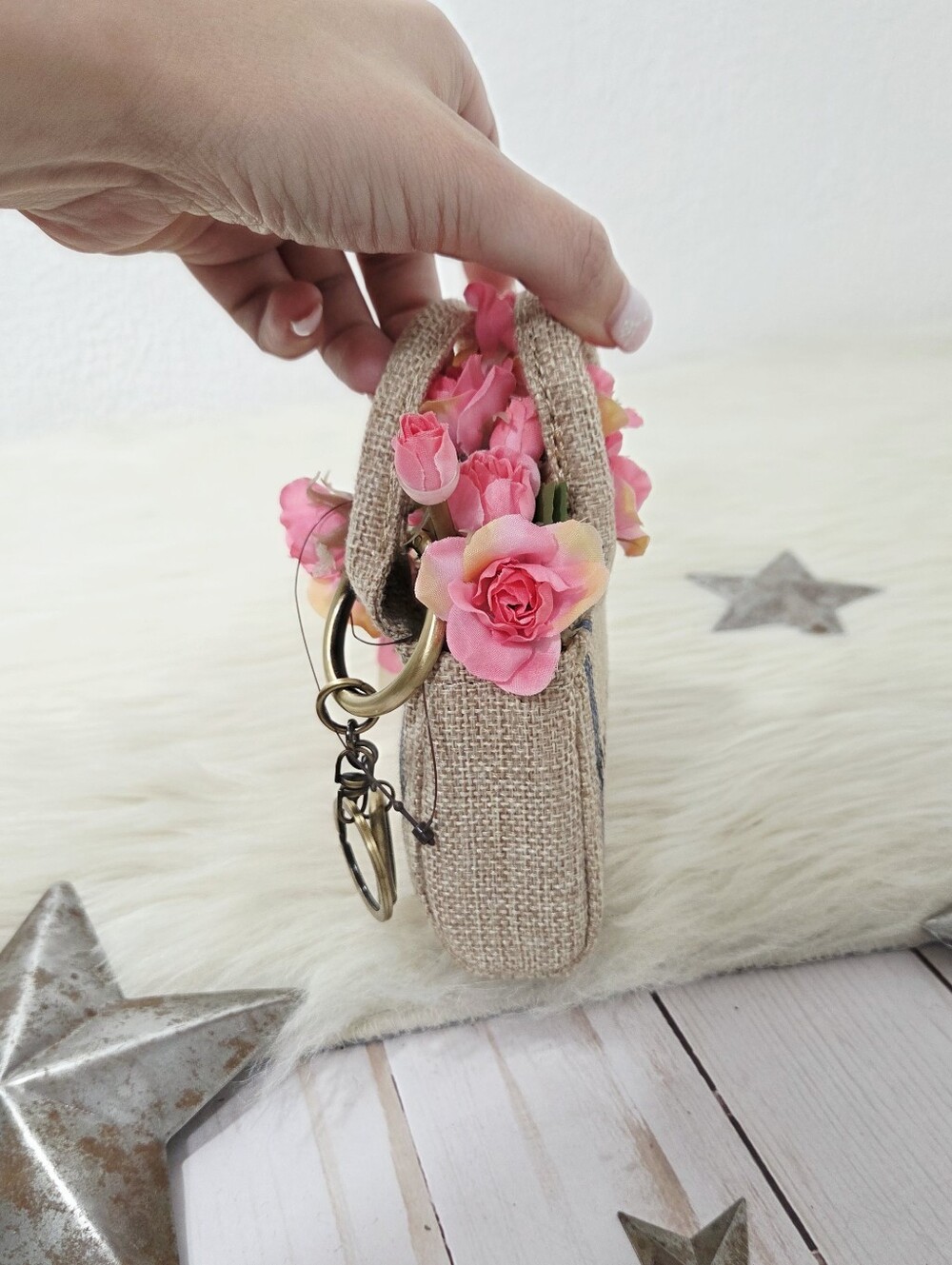 Patricia Nash Parisian Market Tote Bag Charm hangoff keychain floral new NWT - Picture 5 of 7